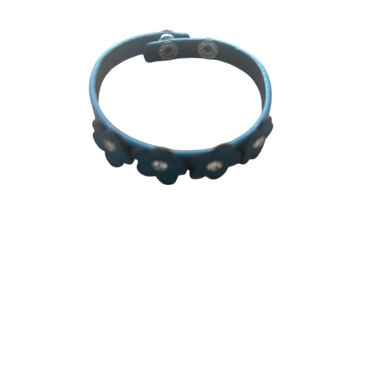 Blaues Blumen Armband mit Strass Verstellbar Leder Elegant