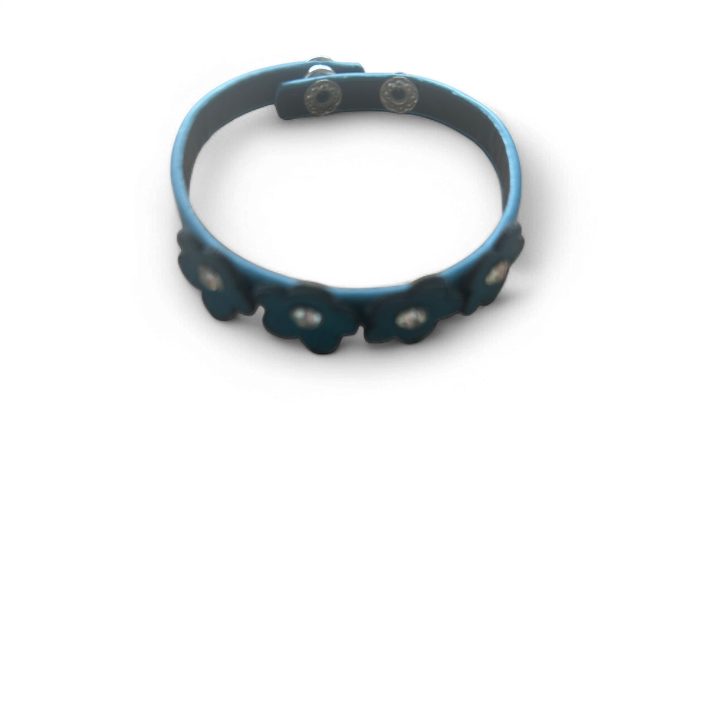 Blaues Blumen Armband mit Strass Verstellbar Leder Elegant