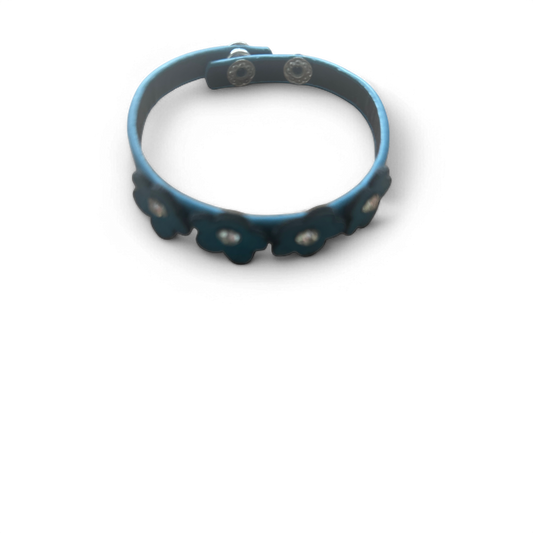 Blaues Blumen Armband mit Strass Verstellbar Leder Elegant