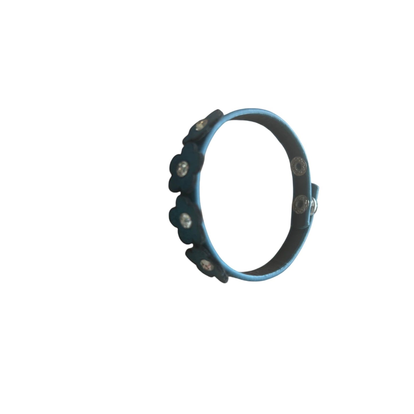 Blaues Blumen Armband mit Strass Verstellbar Leder Elegant