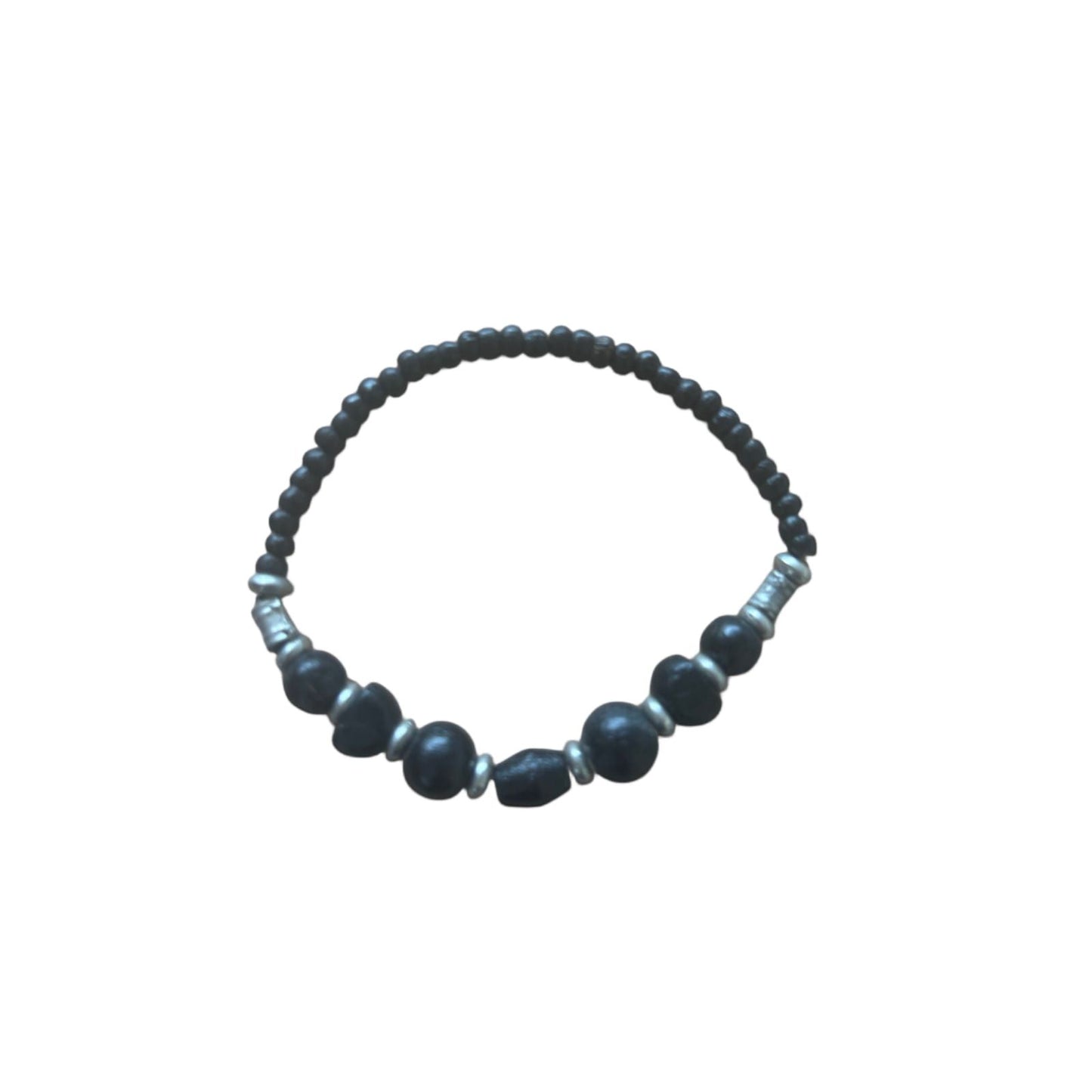 Elegantes Perlen Armband Schwarz Silber Elegant