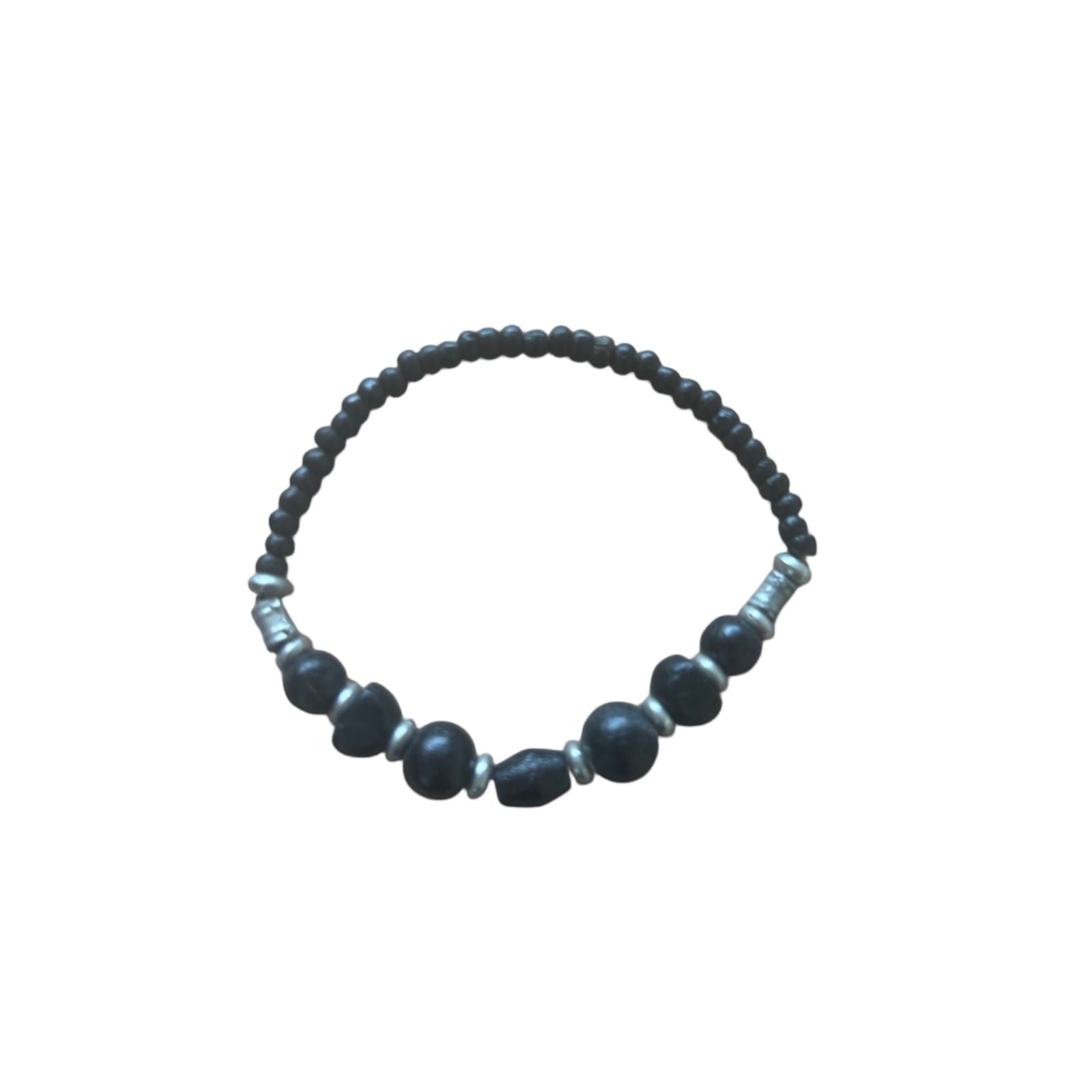 Elegantes Perlen Armband Schwarz Silber Elegant