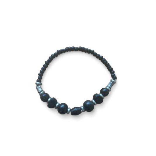 Elegantes Perlen Armband Schwarz Silber Elegant