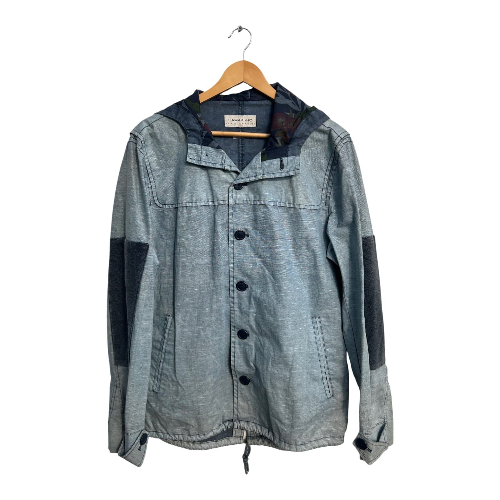 Hamaki Ho Jacke Herren Gr L Hellblau Baumwolle Designer Italien Ungefüttert Modern