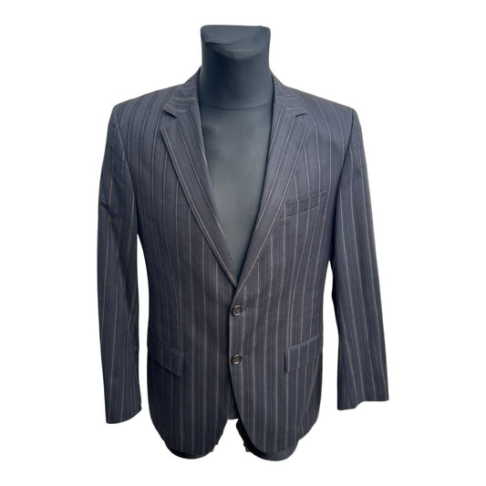 Hugo Boss Sakko Herren Gr 48 Dunkelgrau Nadelstreifen Baumwolle Elegant Business