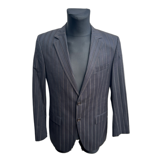 Hugo Boss Sakko Herren Gr 48 Dunkelgrau Nadelstreifen Baumwolle Elegant Business