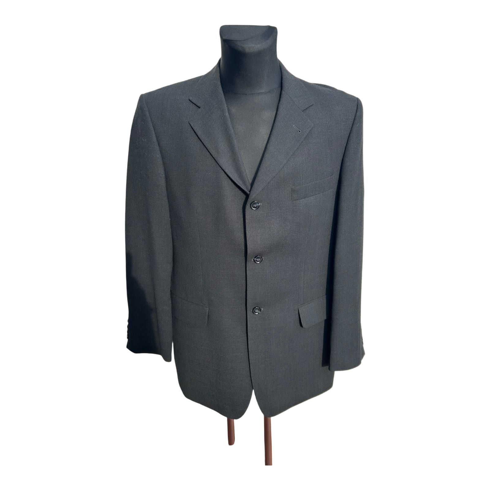 Nicolas Scholz Sakko Herren Gr 52 Dunkelgrau Schurwolle Lang Elegant Business Classic