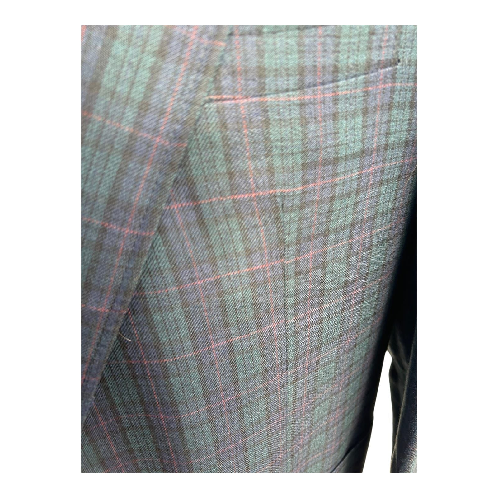 Alhos Sakko Herren Gr 54 Dunkelgrün Dunkelblau Karo Wollstoff Elegant Vintage Classic