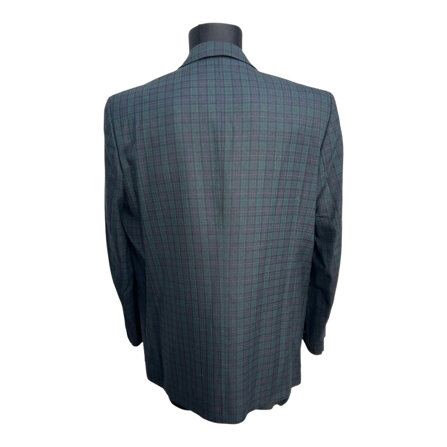Alhos Sakko Herren Gr 54 Dunkelgrün Dunkelblau Karo Wollstoff Elegant Vintage Classic