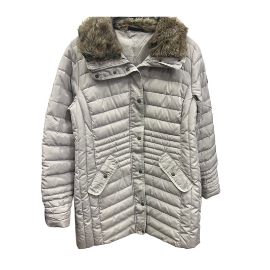 ❄️ Steppmantel Damen 44 Grau – Winterjacke mit Kunstfellkragen – Sehr gut! ❄️