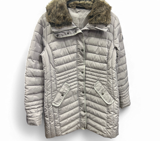 ❄️ Steppmantel Damen 44 Grau – Winterjacke mit Kunstfellkragen – Sehr gut! ❄️