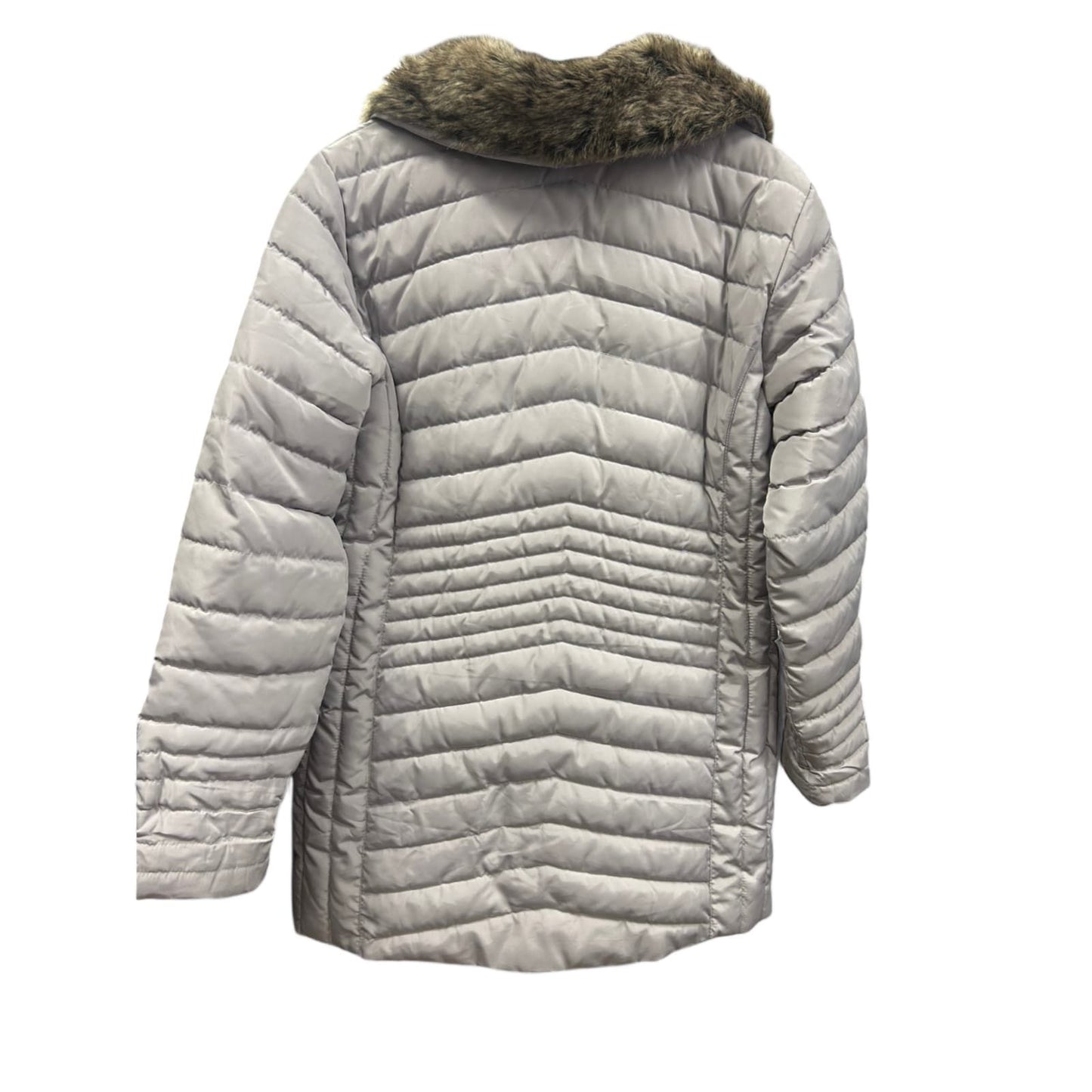 ❄️ Steppmantel Damen 44 Grau – Winterjacke mit Kunstfellkragen – Sehr gut! ❄️