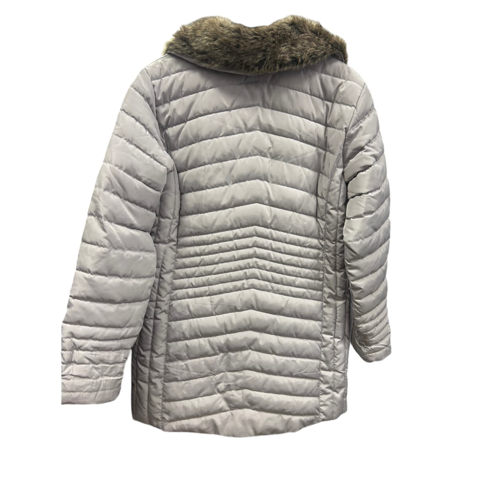 ❄️ Steppmantel Damen 44 Grau – Winterjacke mit Kunstfellkragen – Sehr gut! ❄️