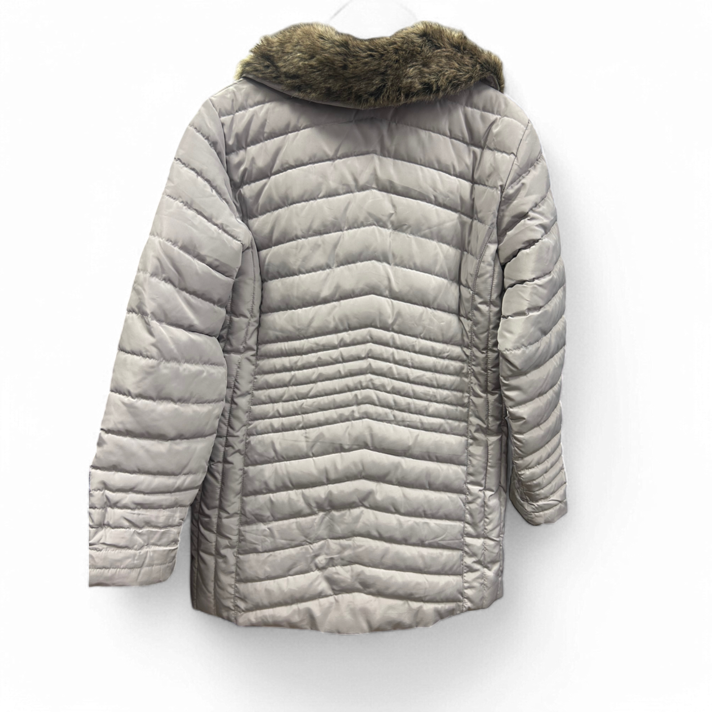 ❄️ Steppmantel Damen 44 Grau – Winterjacke mit Kunstfellkragen – Sehr gut! ❄️