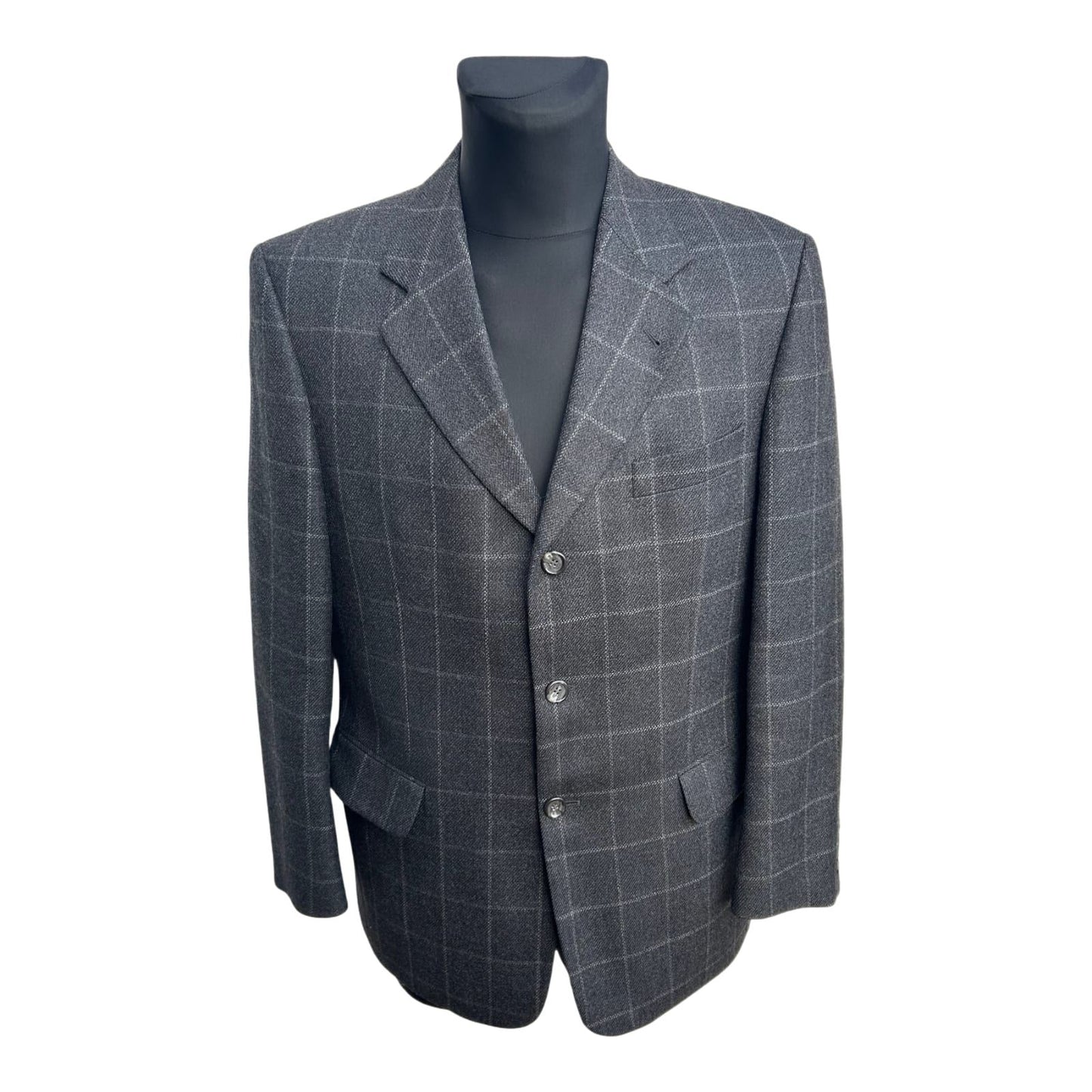 Levanto Sakko Herren Gr 50 Grau Fensterkaro Schurwolle Elegant Classic Business