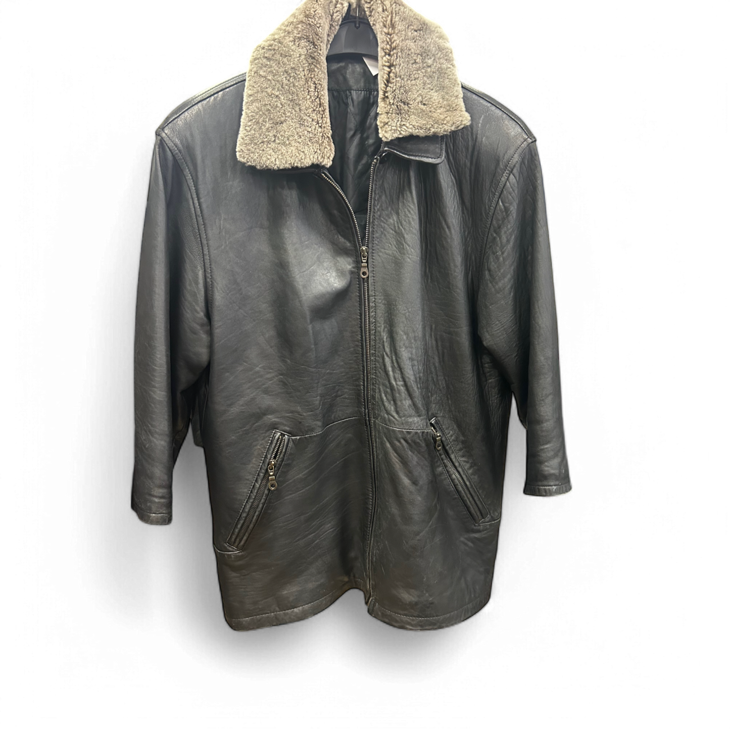 🖤 Yessica Damen Lederjacke Gr. 40 – Schwarz – Warme Winterjacke mit Fellkragen 🖤