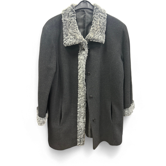 Damen Kurzmantel 80 % Schurwolle – Gr. 23, Kunstpelz -Kragen & Manschetten