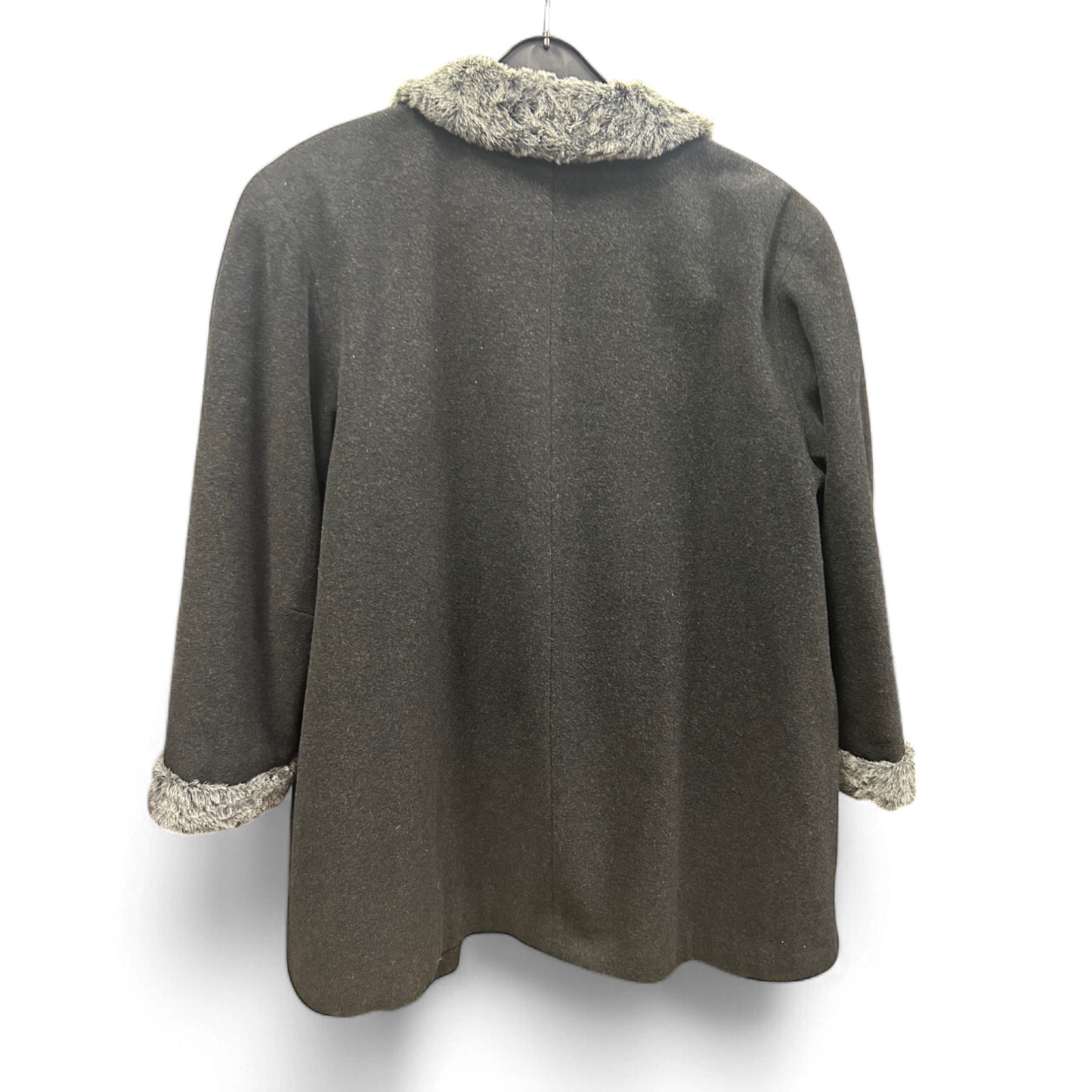 Damen Kurzmantel 80 % Schurwolle – Gr. 23, Kunstpelz -Kragen & Manschetten