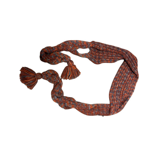 🧶 Schal Orange-Blau 200x16 cm – Boho Style mit Quasten 🧶