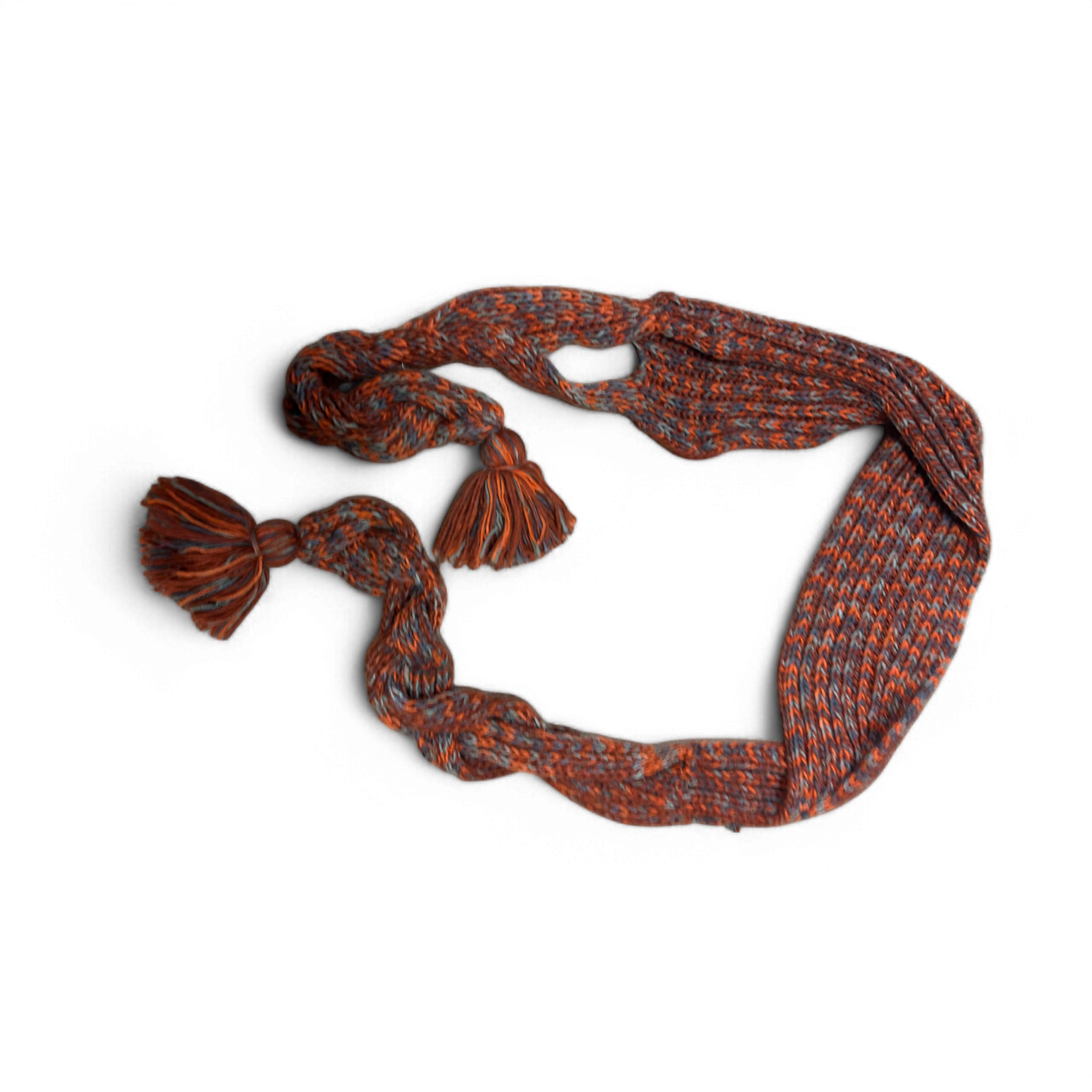 🧶 Schal Orange-Blau 200x16 cm – Boho Style mit Quasten 🧶