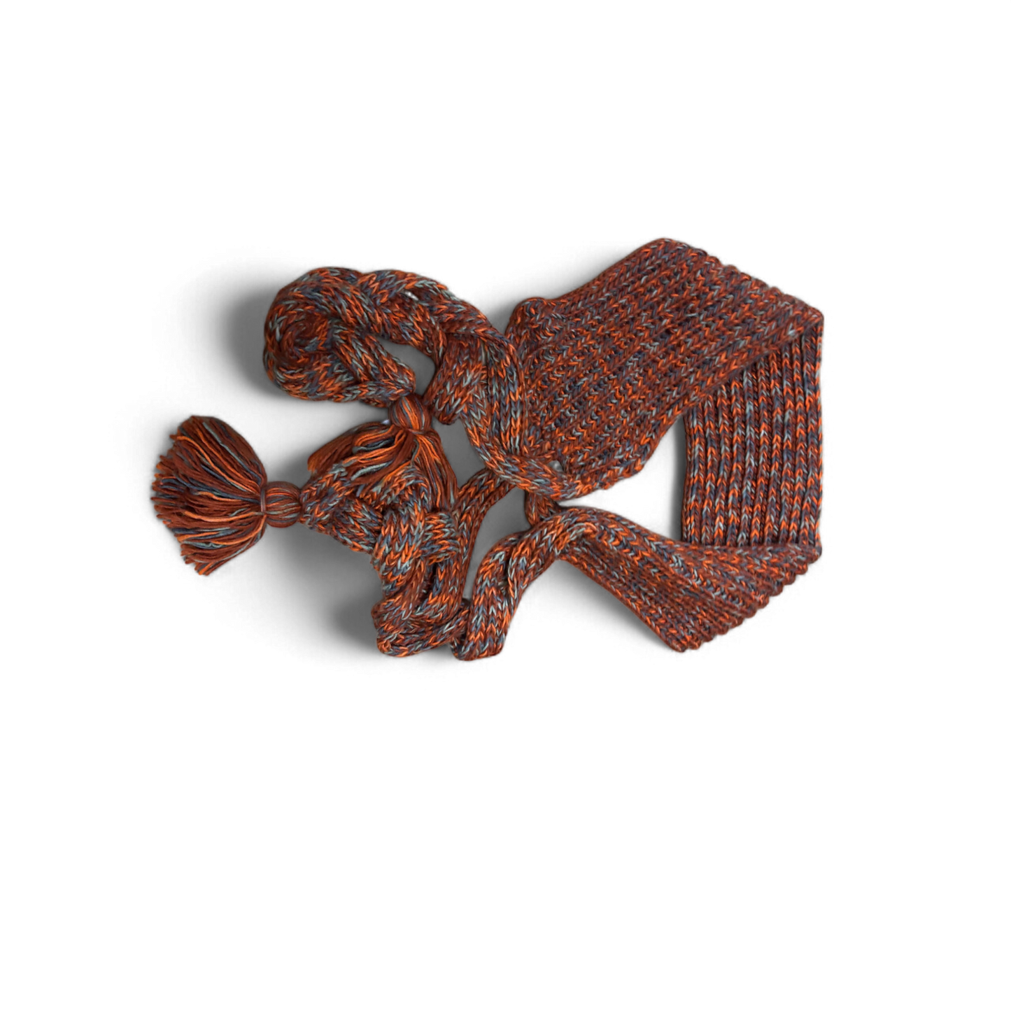 🧶 Schal Orange-Blau 200x16 cm – Boho Style mit Quasten 🧶