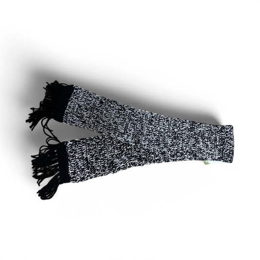 🖤🧣 Schal Schwarz-Weiß 140x15 cm – Mit Fransen 🧣🖤