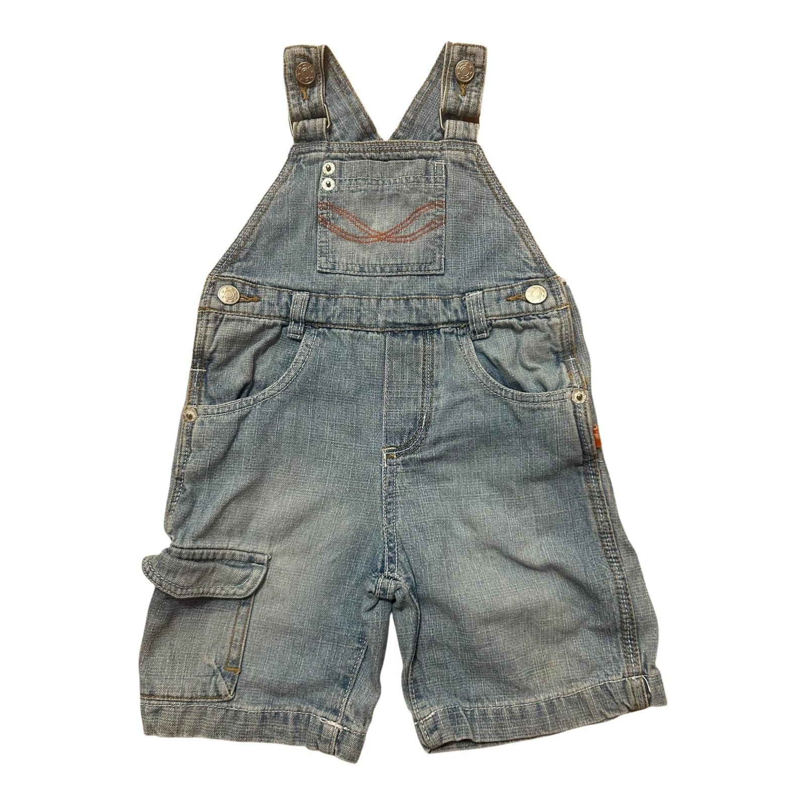 Outfit Baby Latzhose Jeans kurz Cargo blau Gr 74 Baumwolle Denim Sommer