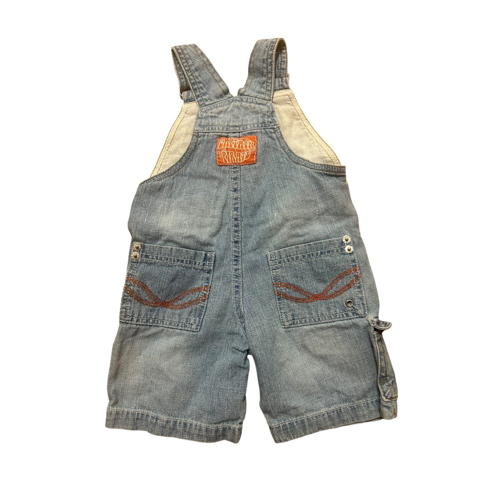Outfit Baby Latzhose Jeans kurz Cargo blau Gr 74 Baumwolle Denim Sommer