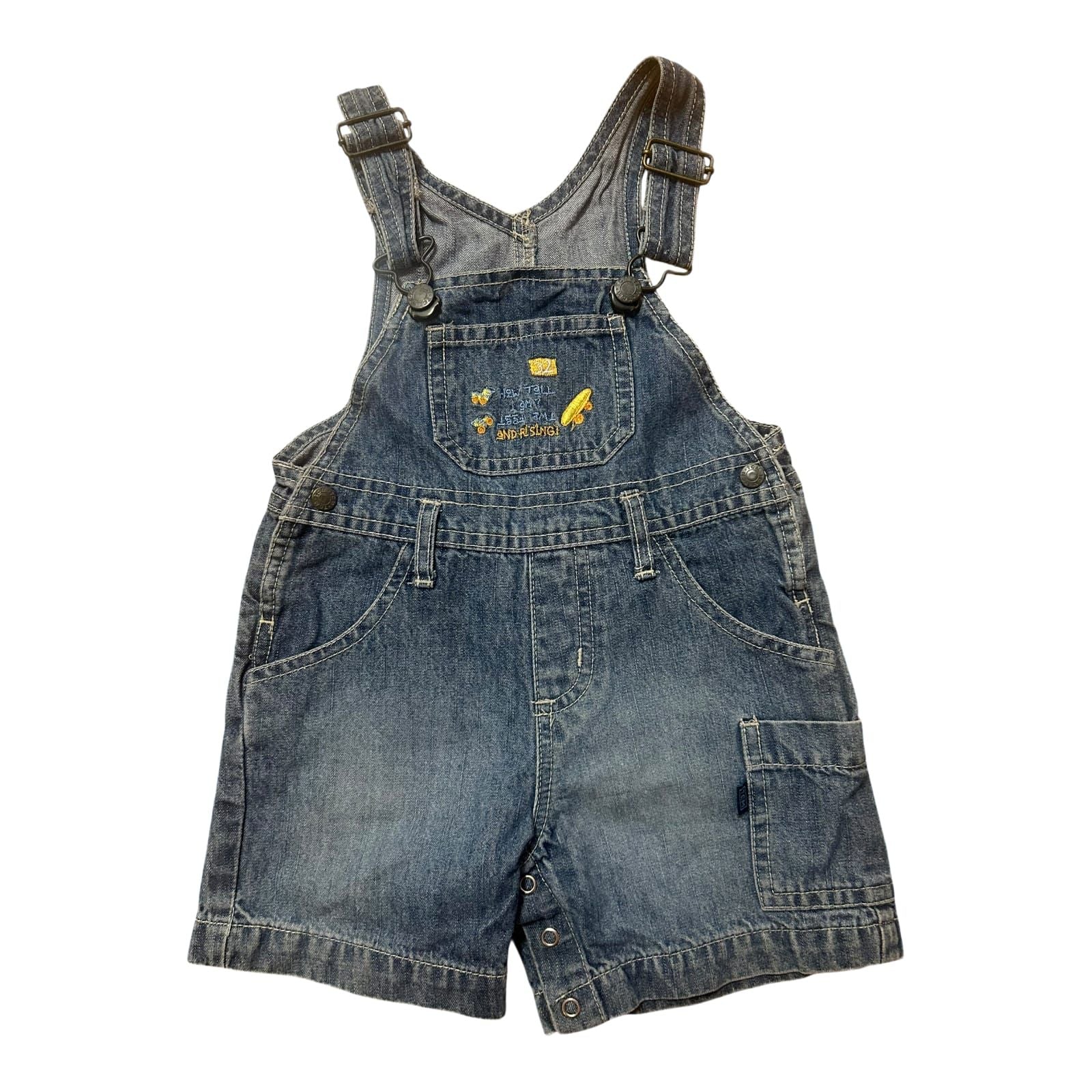 TCM Tchibo Baby Latzhose Jungen kurz Gr 74 Blau Sommer Baumwolle Kinderhose