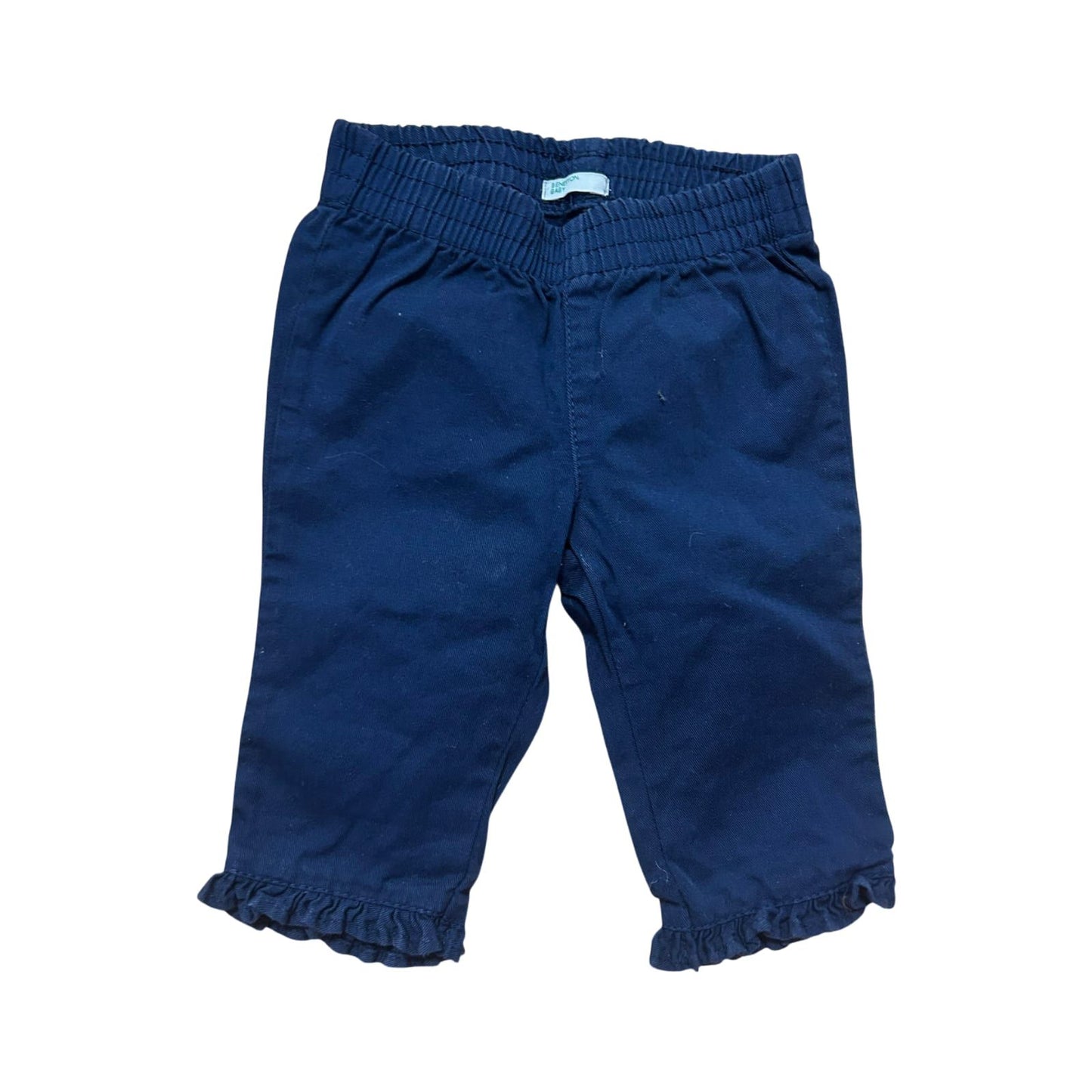 Benetton Baby Mädchen Hose Gr 62 Blau Baumwolle Gummibund Rüschen Sommer