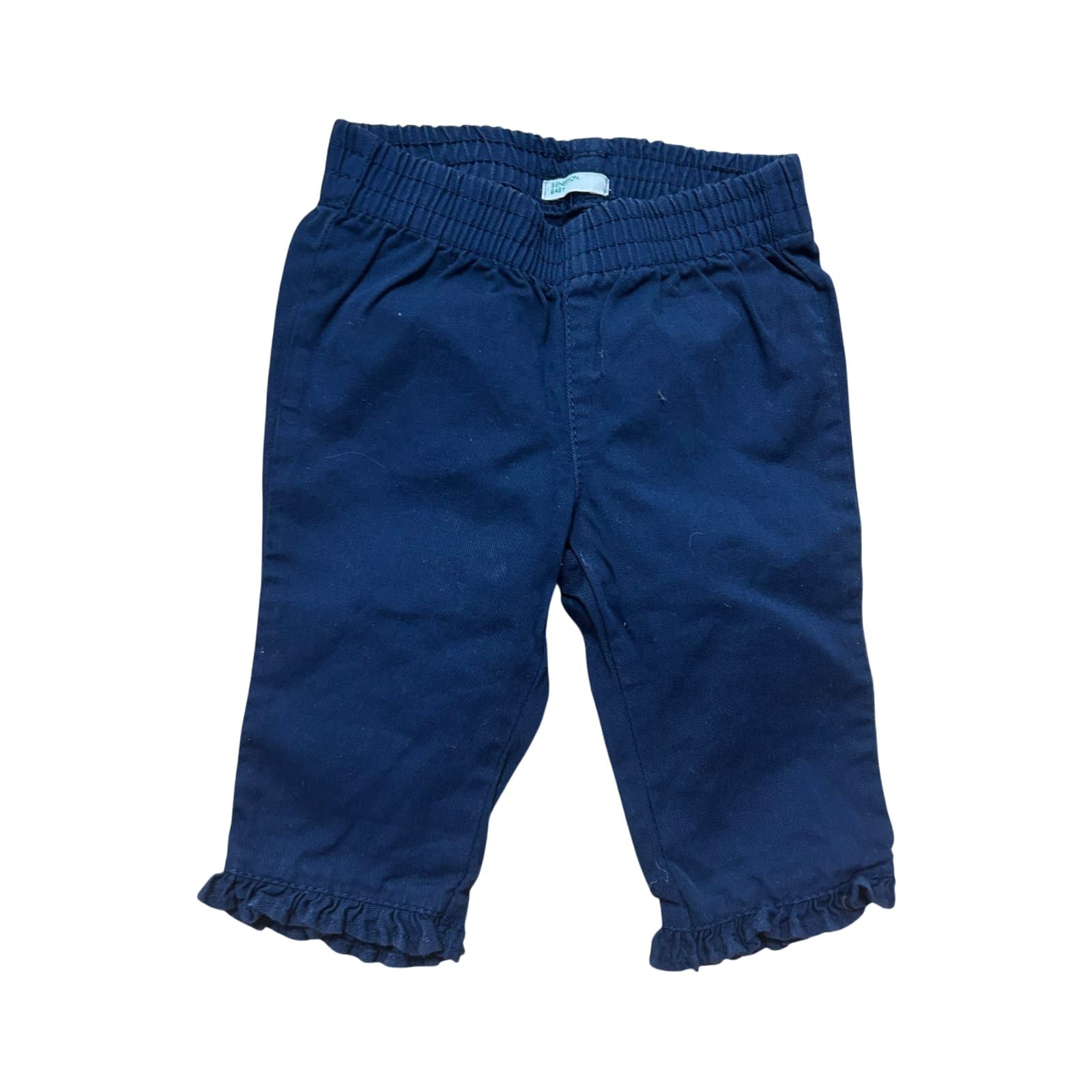 Benetton Baby Mädchen Hose Gr 62 Blau Baumwolle Gummibund Rüschen Sommer