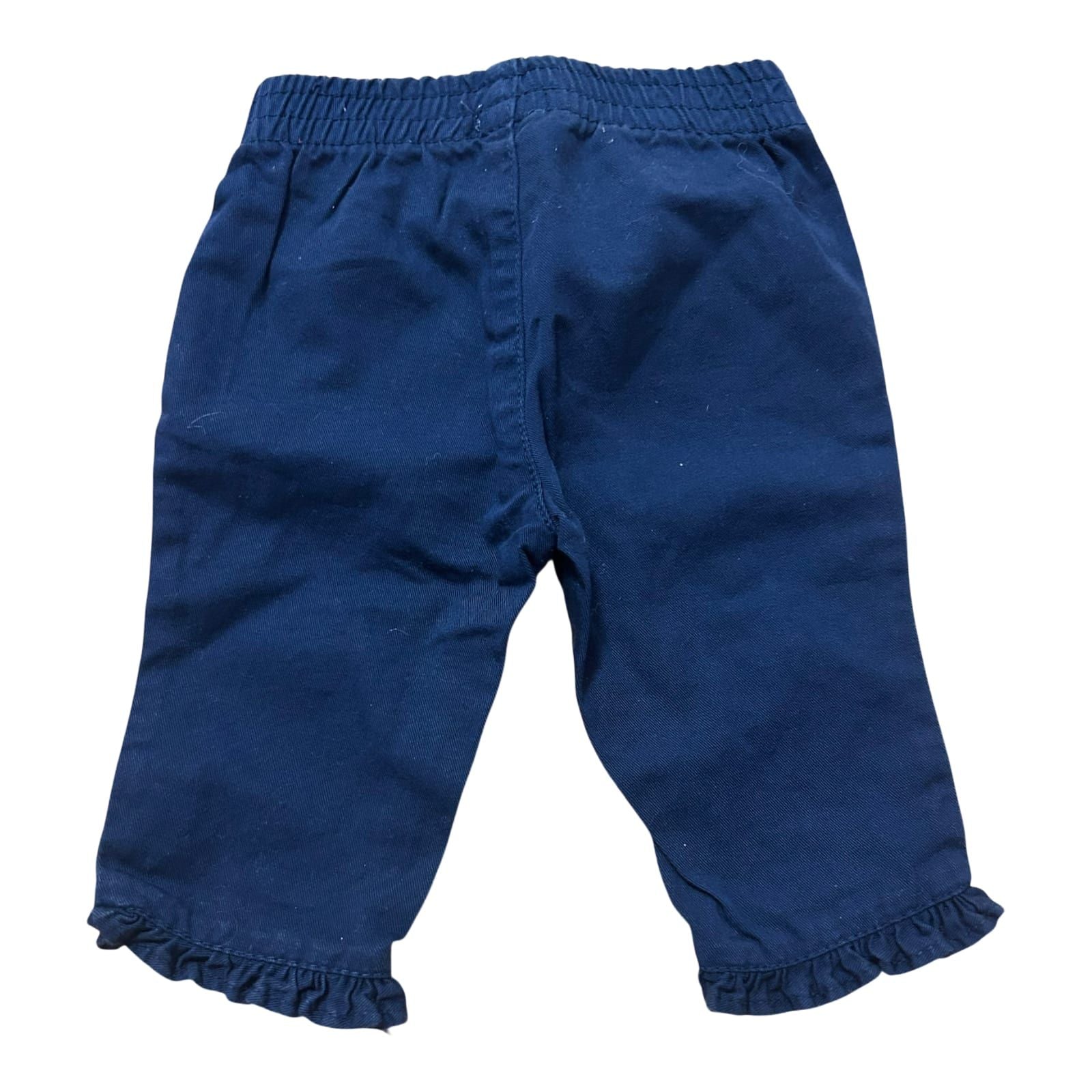 Benetton Baby Mädchen Hose Gr 62 Blau Baumwolle Gummibund Rüschen Sommer