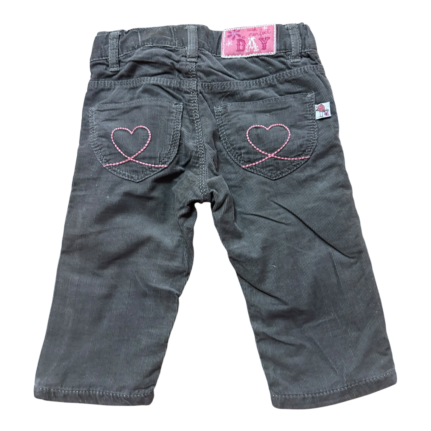Blue Seven Mädchen Cordhose Gr 68 Grau Baumwolle Herz Stickerei Baby Hose