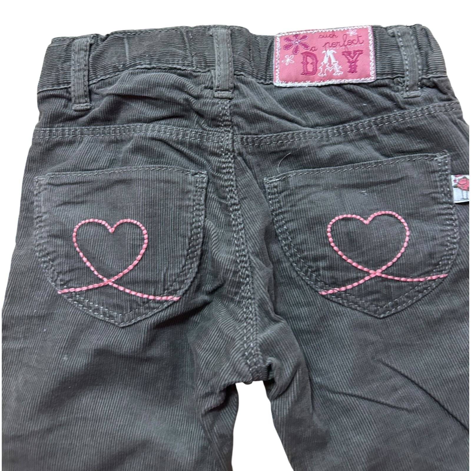 Blue Seven Mädchen Cordhose Gr 68 Grau Baumwolle Herz Stickerei Baby Hose