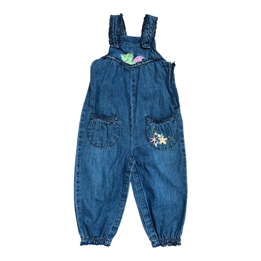 Topolino Baby Mädchen Latzhose Gr 86 Blau Denim Baumwolle Dino Rüschen