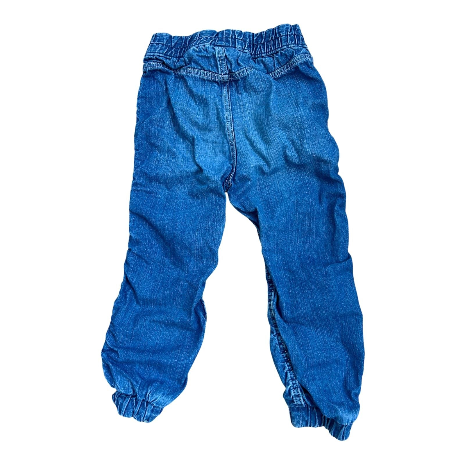H&M Mädchen Jeans Gr 104 Blau Denim Baumwolle Schleifen Elastischer Bund