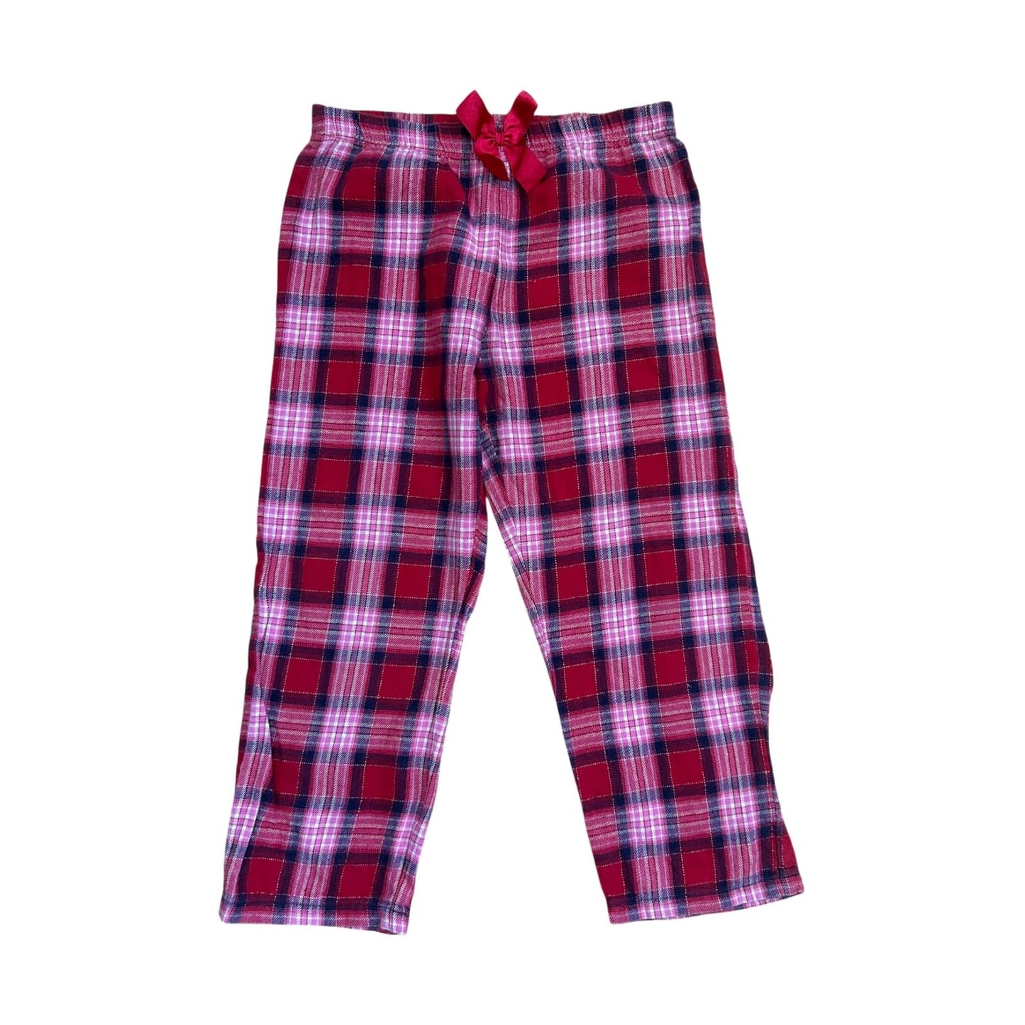 H&M Mädchen Stoffhose Gr 110 Pink Kariert Baumwolle Schleife Gummibund