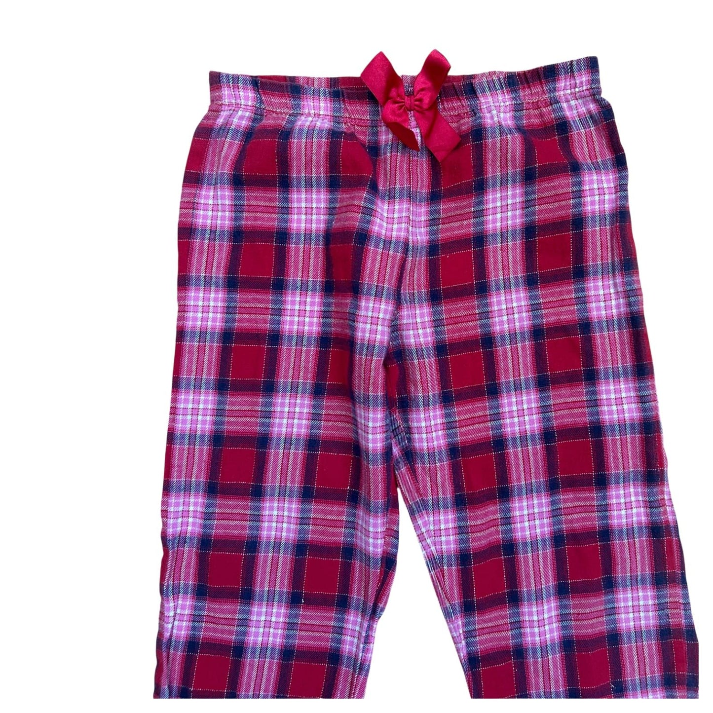 H&M Mädchen Stoffhose Gr 110 Pink Kariert Baumwolle Schleife Gummibund