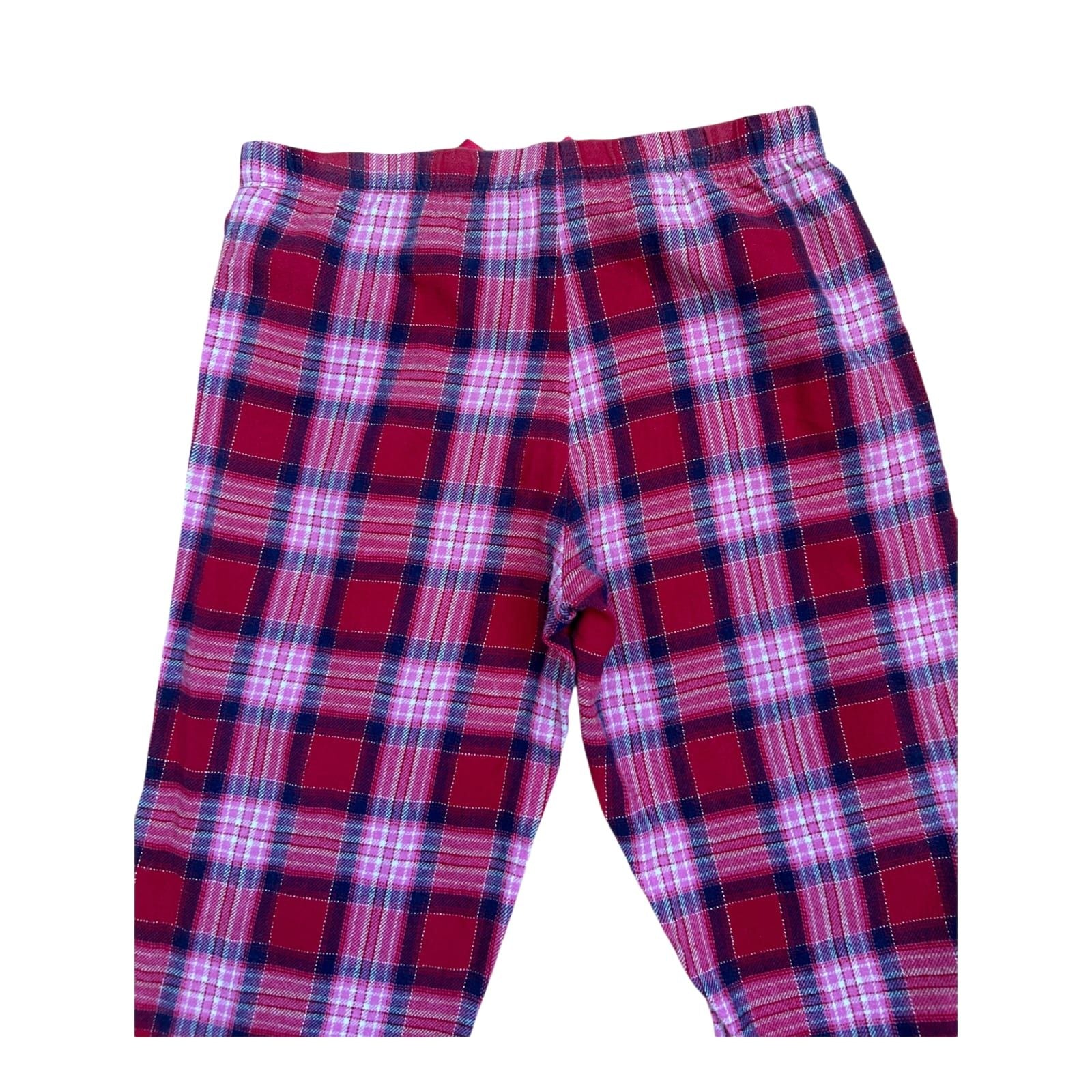 H&M Mädchen Stoffhose Gr 110 Pink Kariert Baumwolle Schleife Gummibund