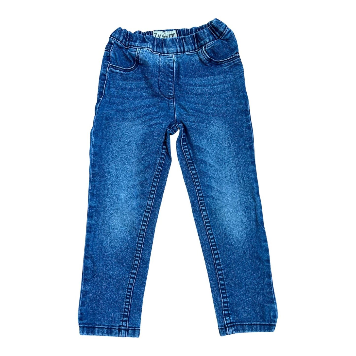 Poco Piano Mädchen Jeans Gr 104 Blau Slim Fit Stretch Denim Bindegürtel
