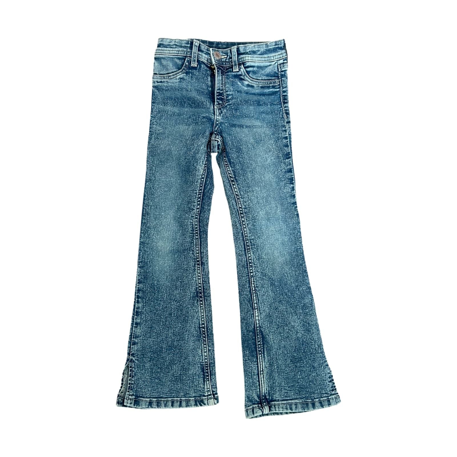 H&M Mädchen Jeans Gr 116 Schlagjeans Superstretch Blau Bootcut Stretchhose