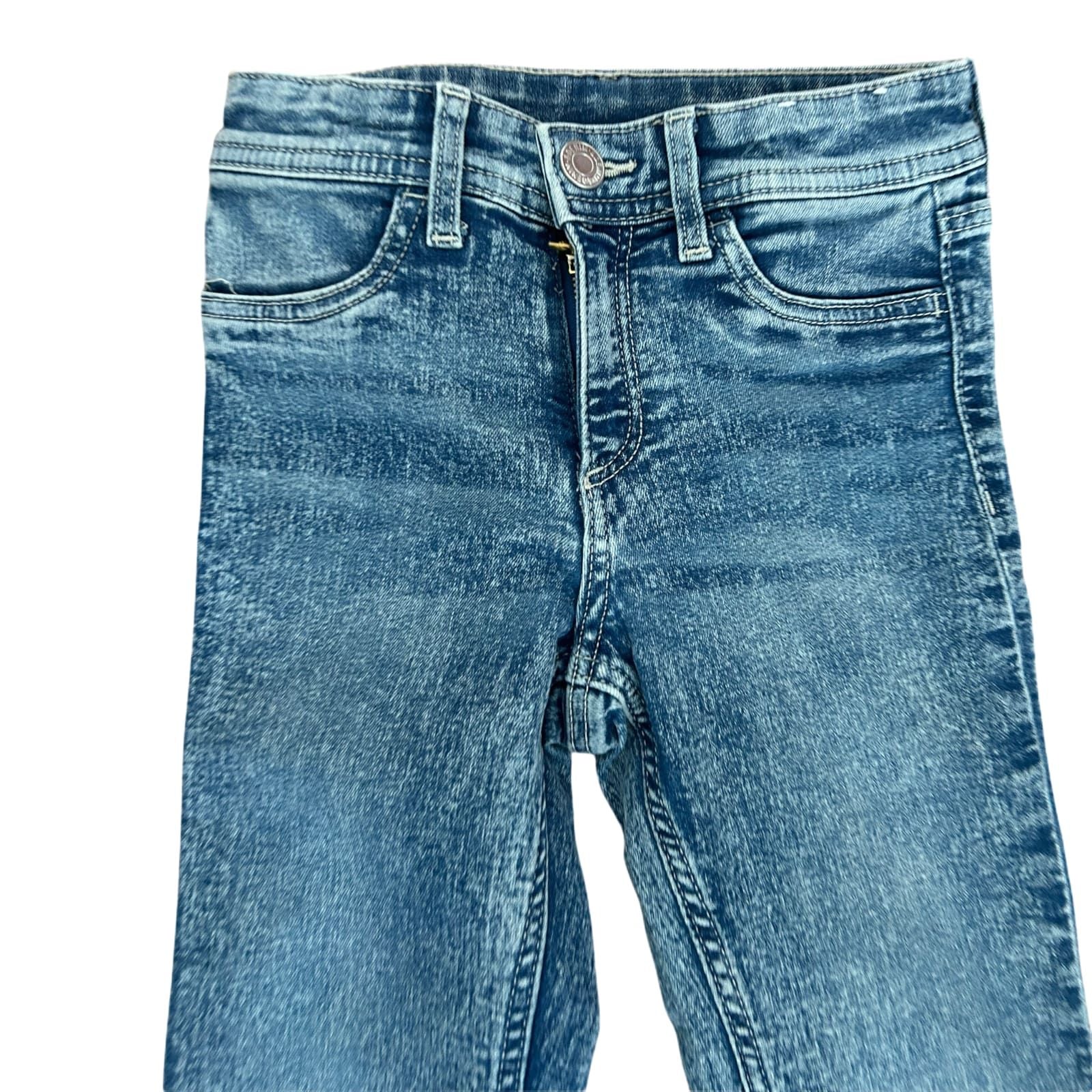 H&M Mädchen Jeans Gr 116 Schlagjeans Superstretch Blau Bootcut Stretchhose
