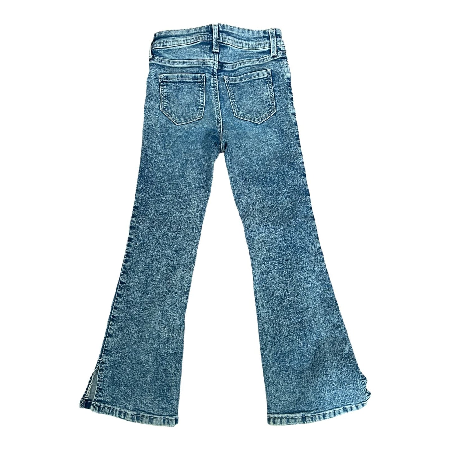 H&M Mädchen Jeans Gr 116 Schlagjeans Superstretch Blau Bootcut Stretchhose