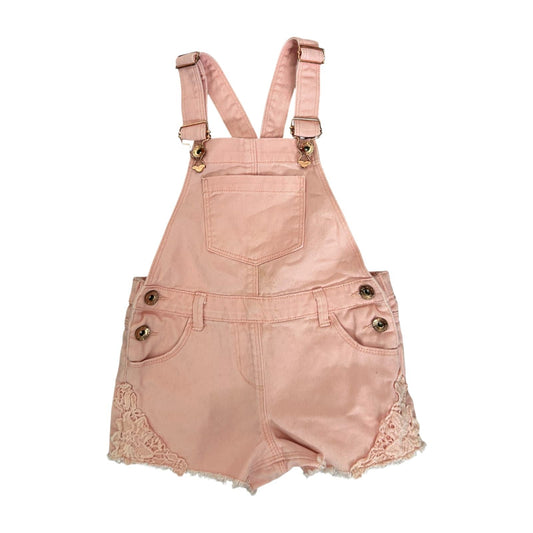 Denim Co Mädchen Latzshorts Gr 122 Rosa Baumwolle Spitze Sommer Overall