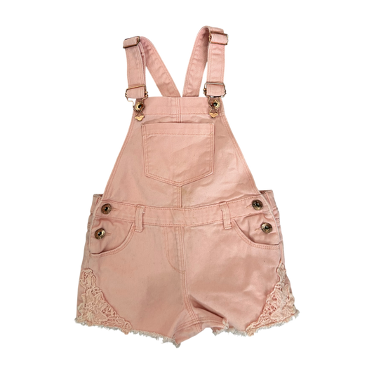 Denim Co Mädchen Latzshorts Gr 122 Rosa Baumwolle Spitze Sommer Overall