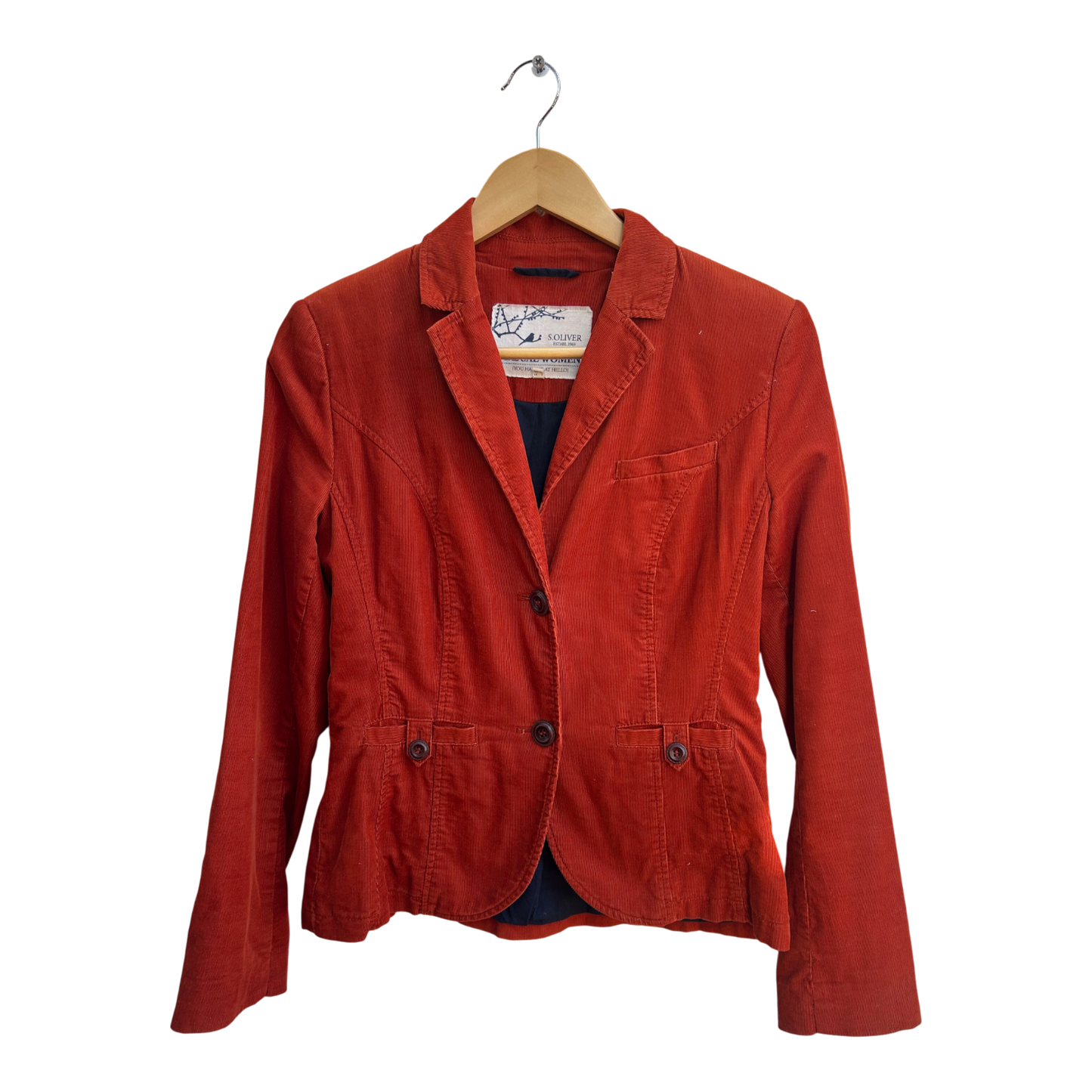 s.Oliver Damen Blazer Gr 36 Orange Cordjacke Elegant Freizeit Übergangsjacke