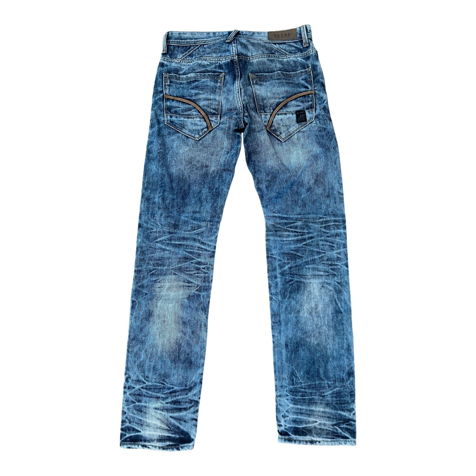 Blend Jeans Herren W30 L32 Blau Twister Slim Fit Knopfleiste Baumwolle Used Look