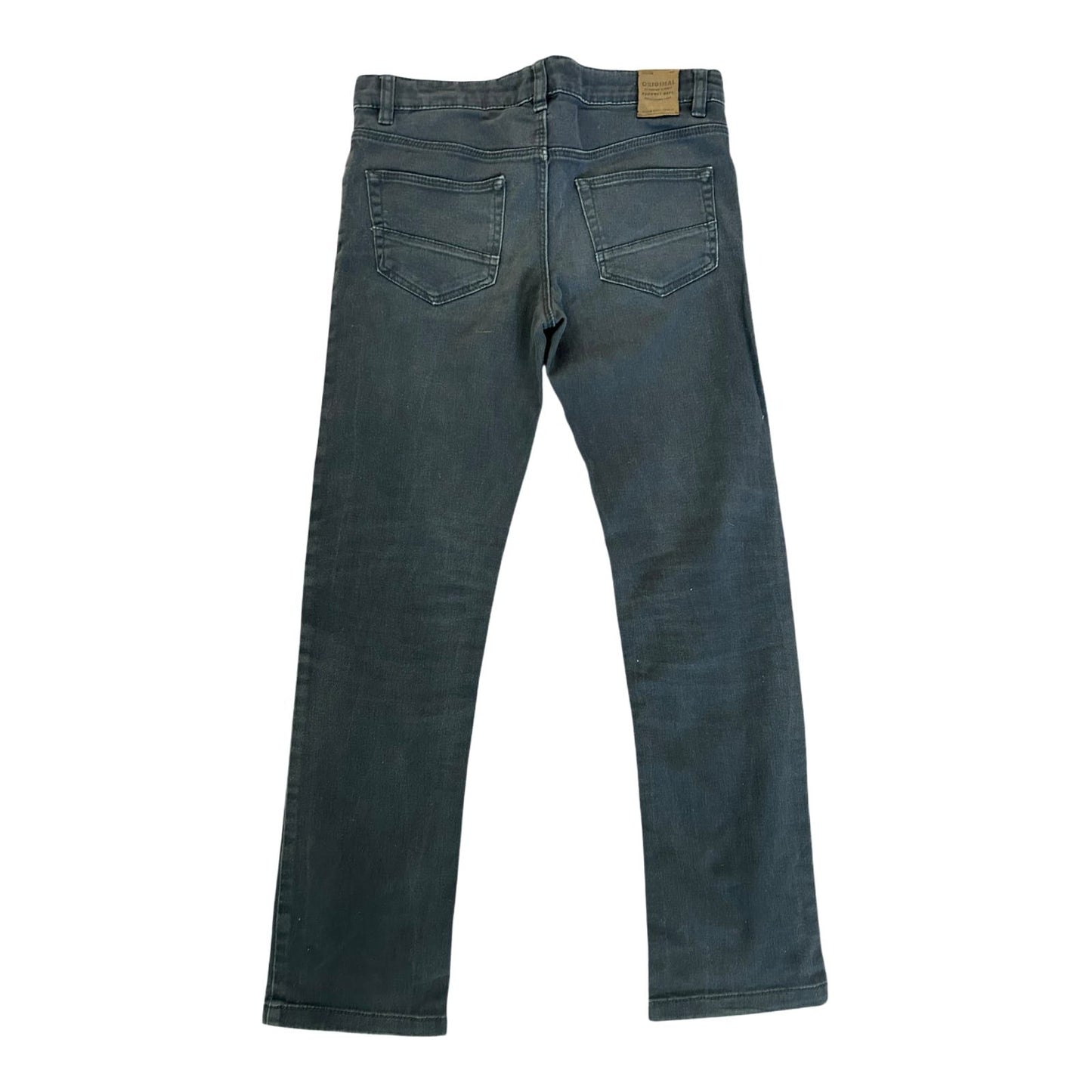H&M Jeans Jungen Hose Gr 134 Grau Skinny Stretch Used Look Freizeit Modern