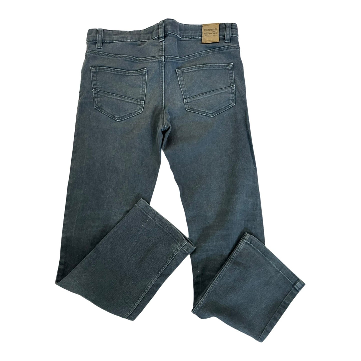 H&M Jeans Jungen Hose Gr 134 Grau Skinny Stretch Used Look Freizeit Modern