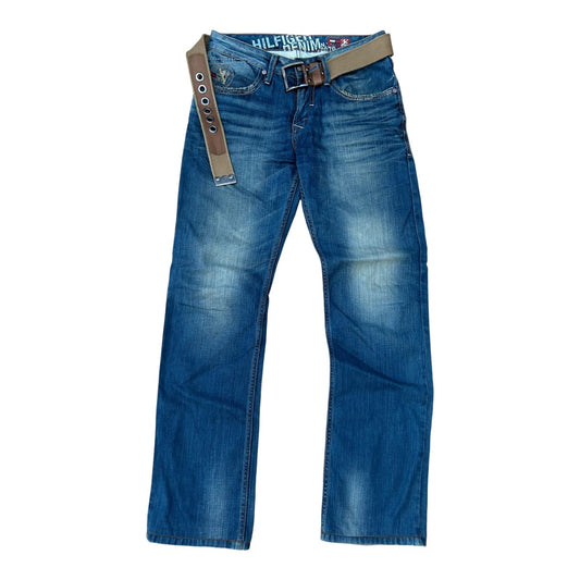Tommy Hilfiger Jeans Herren Gr 30 Blau Modell 1307 Denim Used Look Gürtel Baumwolle